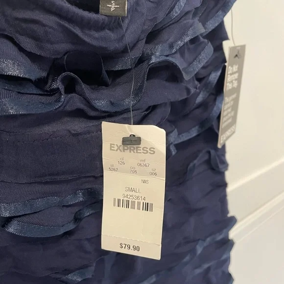 Express Navy Ruffle Dress - Picture 4 of 4
